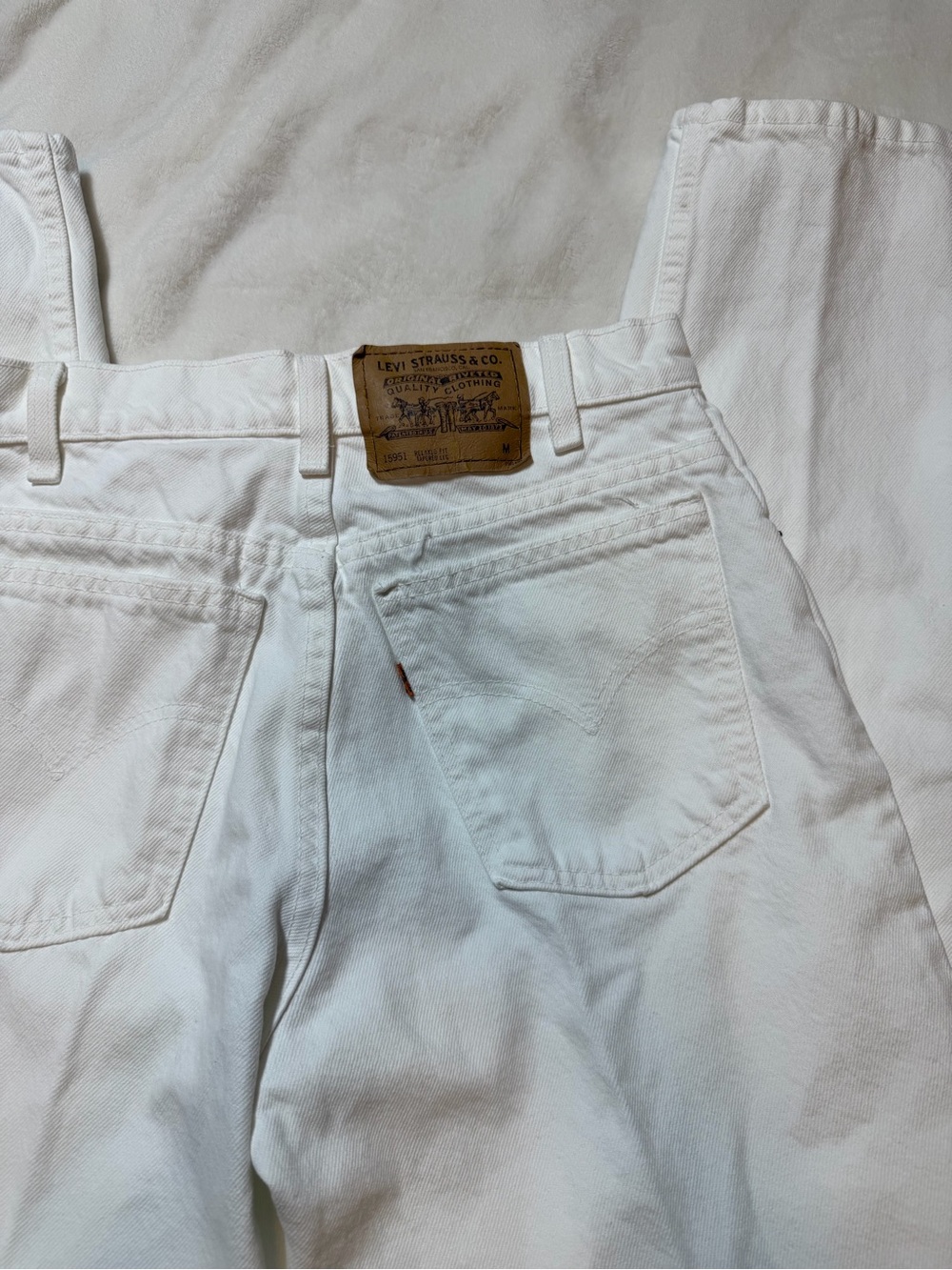 Levi's White Denim Jeans with Leather Patch